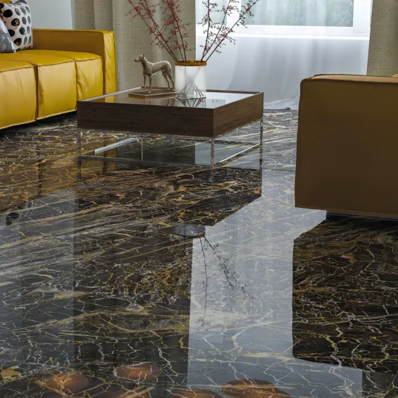 Carrelage sol poli effet marbre Black gold 60*60 cm