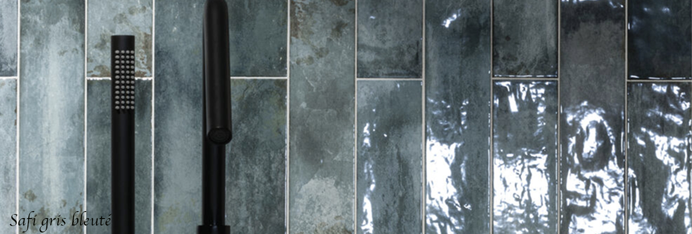 Carrelage effet zellige Safi gris bleuté pour la salle de bain